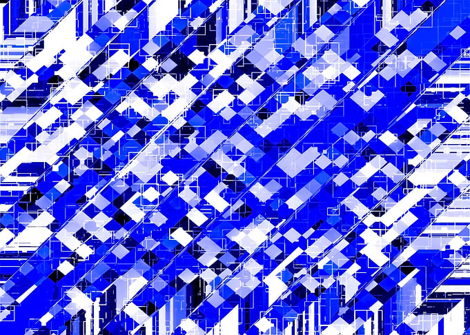 blue geometric pixel