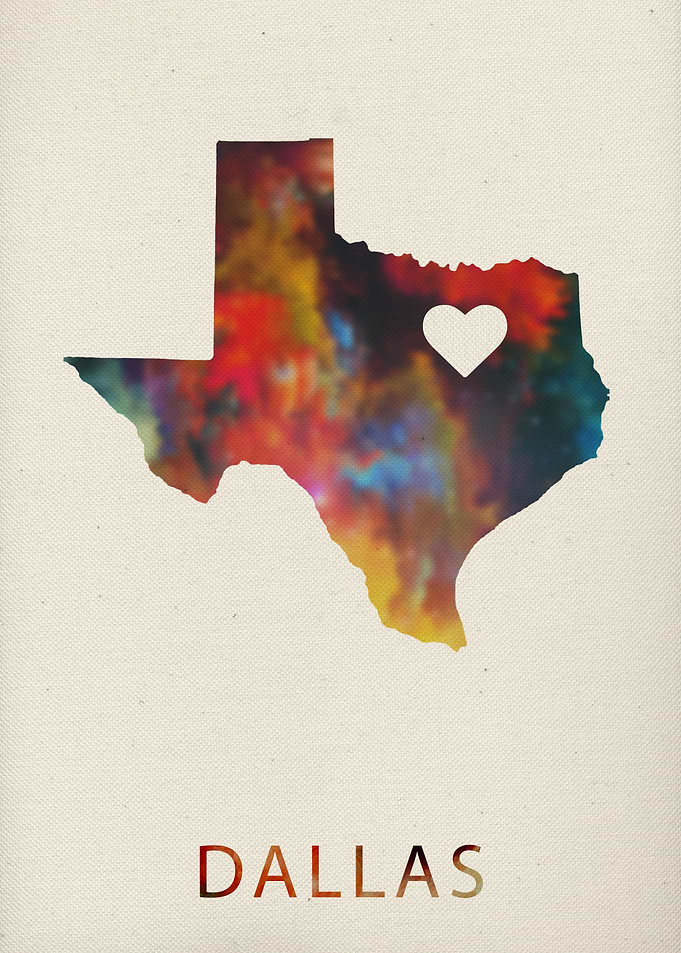 Dallas Watercolor Map