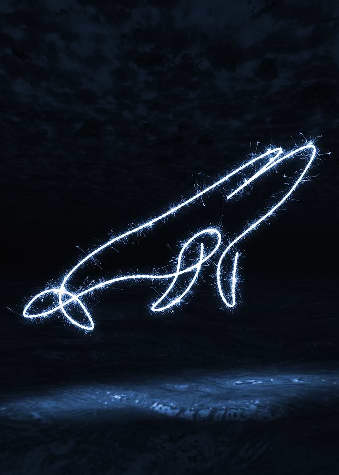 sparkling blue whale