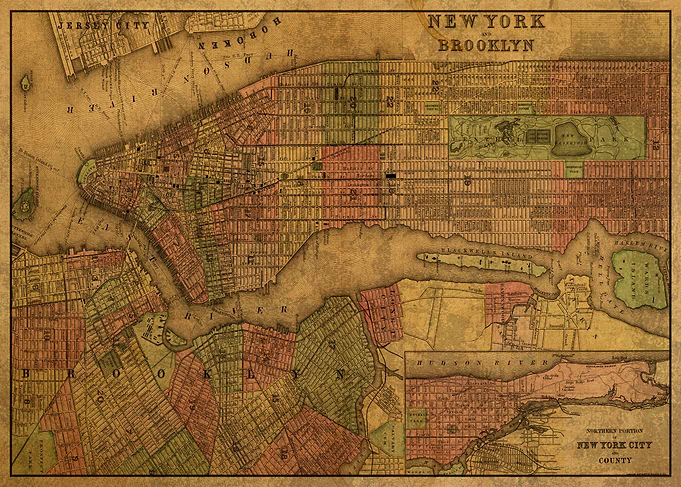 Old New York Map 1890