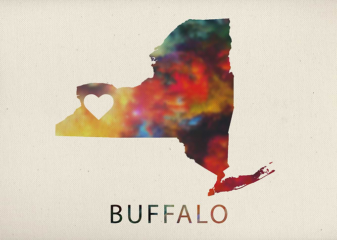 Buffalo Watercolor Map