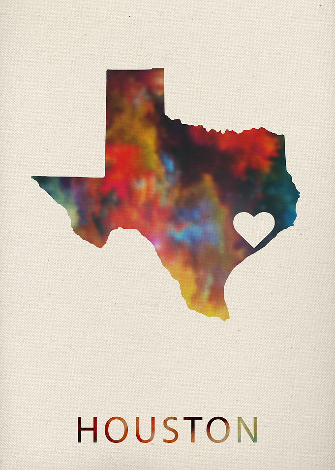 Houston Watercolor Map