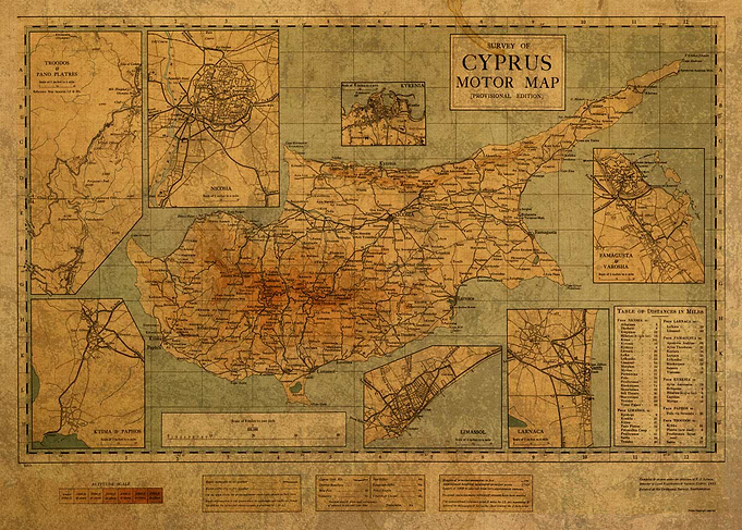 Vintage Cyprus Map 1931