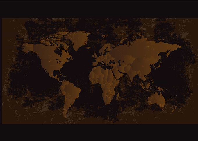 Grunge World Map brown