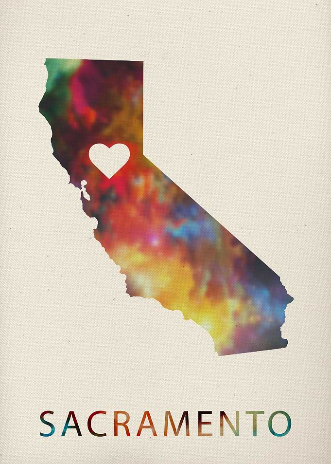Sacramento Watercolor Map