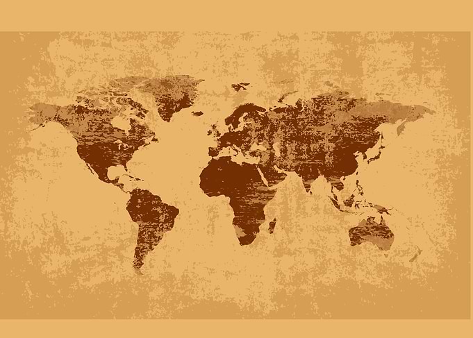 Grunge map brown poster