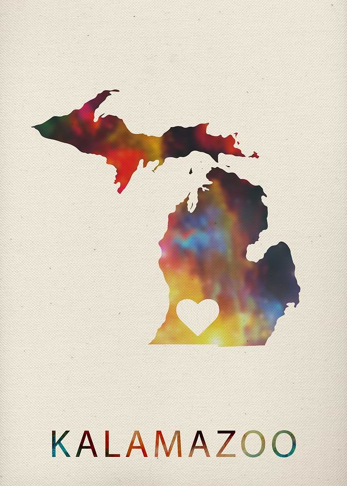 Kalamazoo Watercolor Map