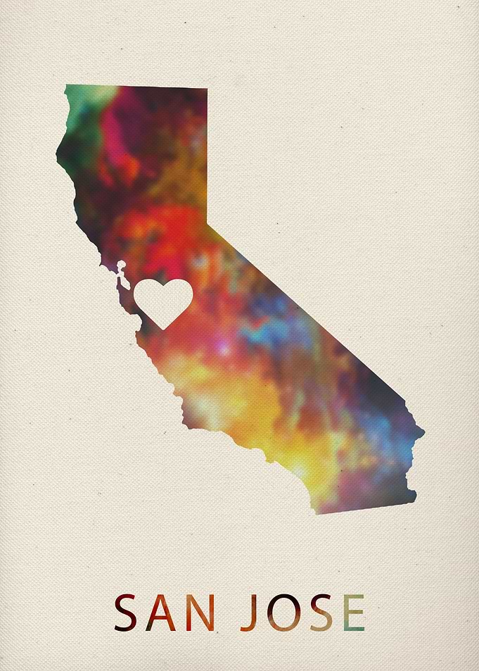 San Jose Watercolor Map