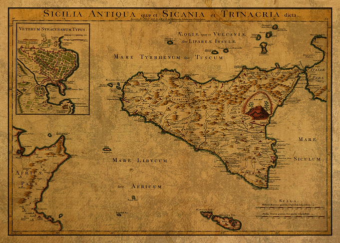 Vintage Map of Sicily 1768