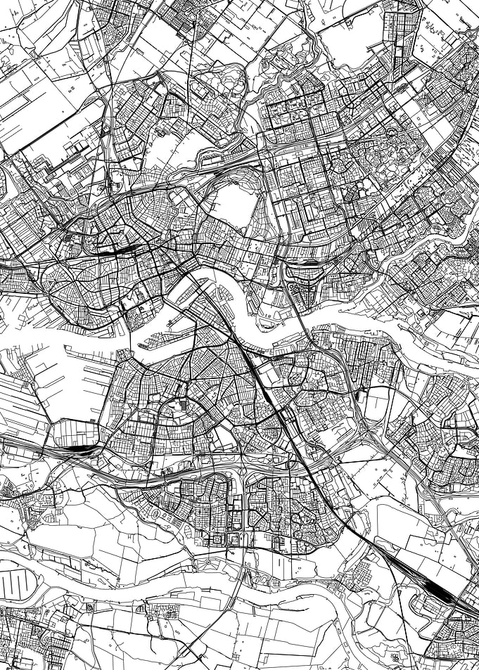 Rotterdam White Map