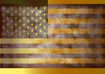 American flag grunge gold