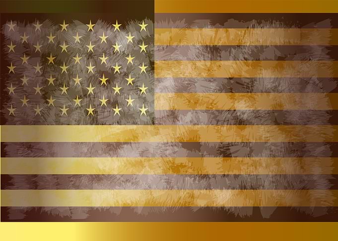 American flag grunge gold