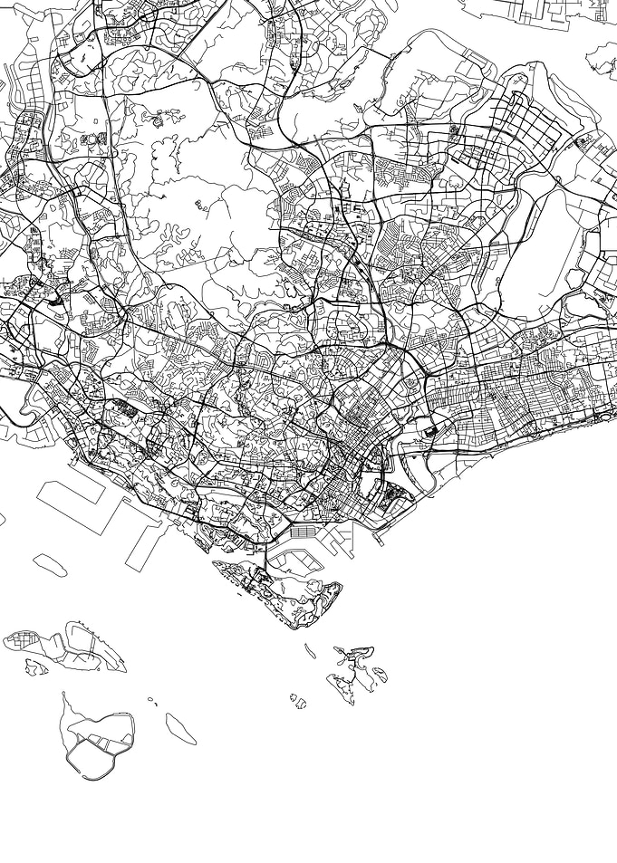 Singapore White Map