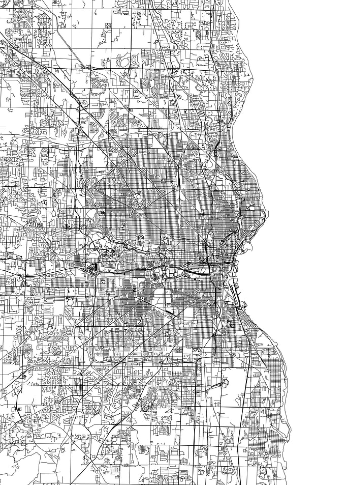 Milwaukee White Map