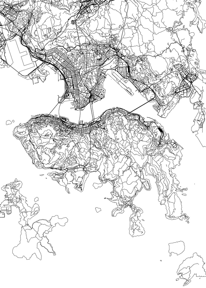 Hong Kong White Map