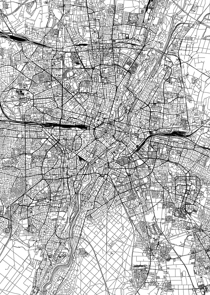 Munich White Map