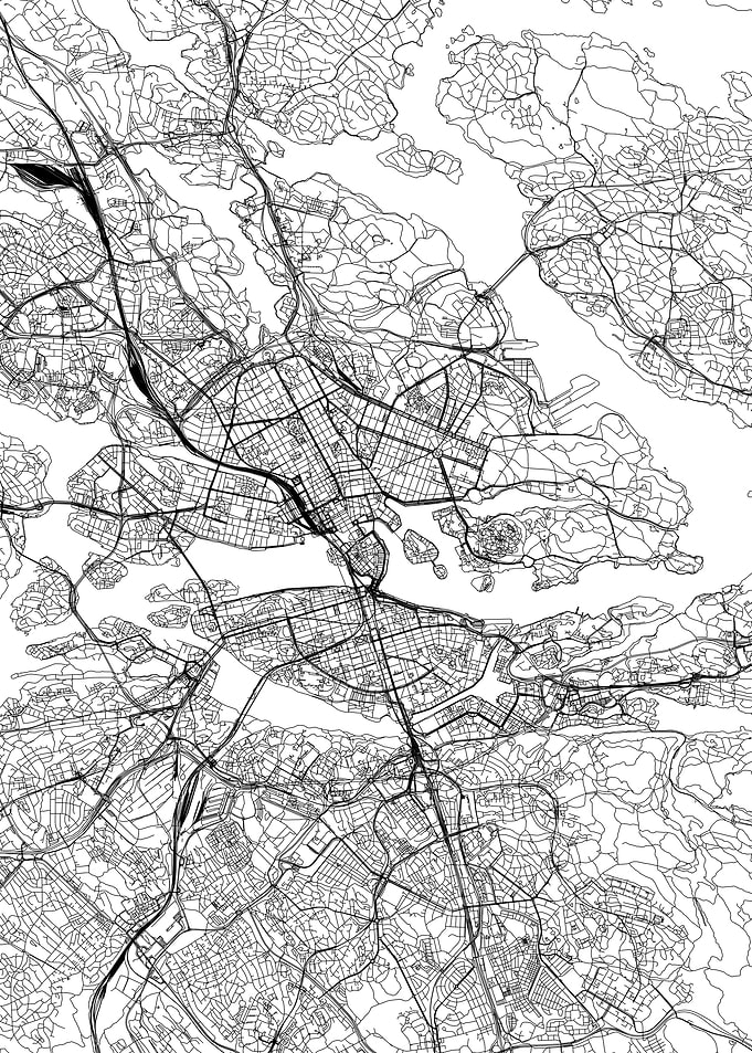 Stockholm White Map
