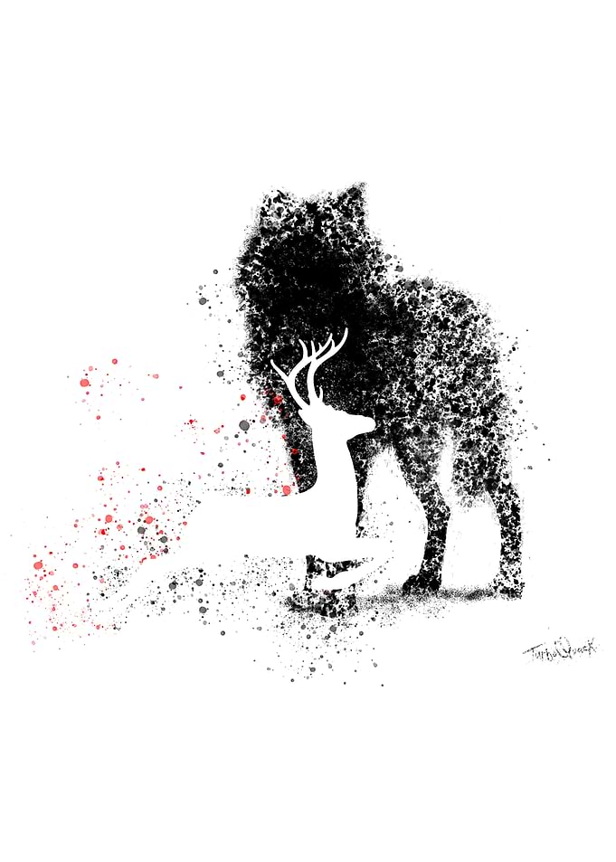 Animals Wolf and Deer
