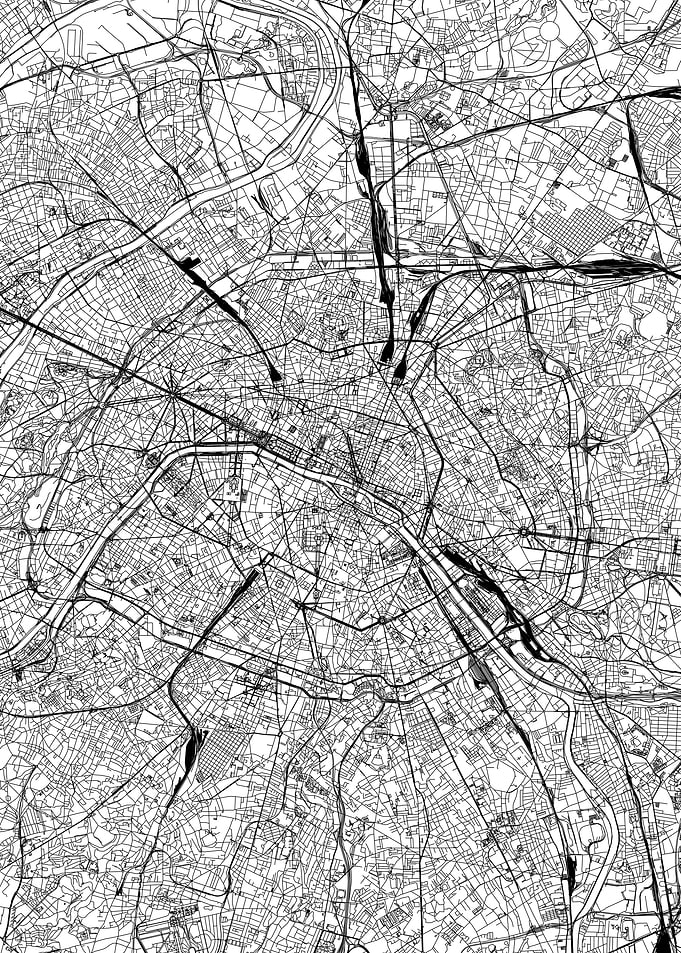 Paris White Map