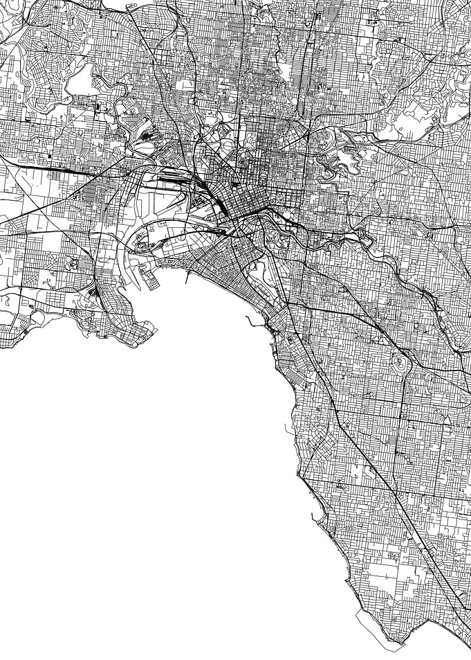 Melbourne White Map