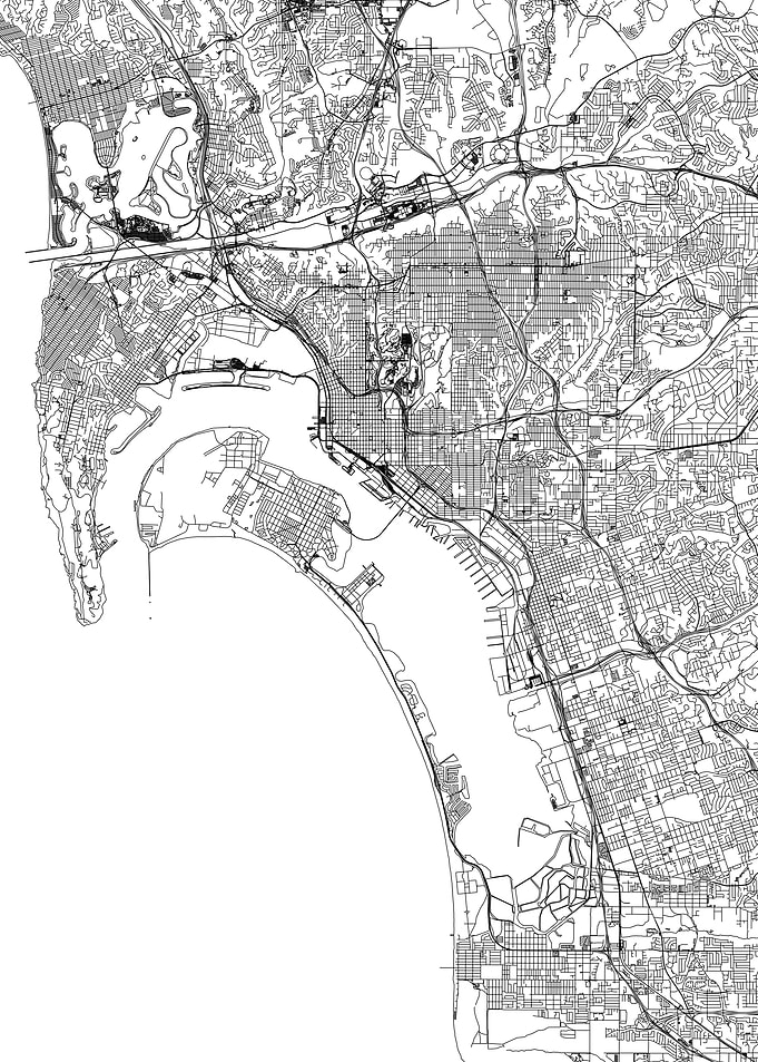 San Diego White Map
