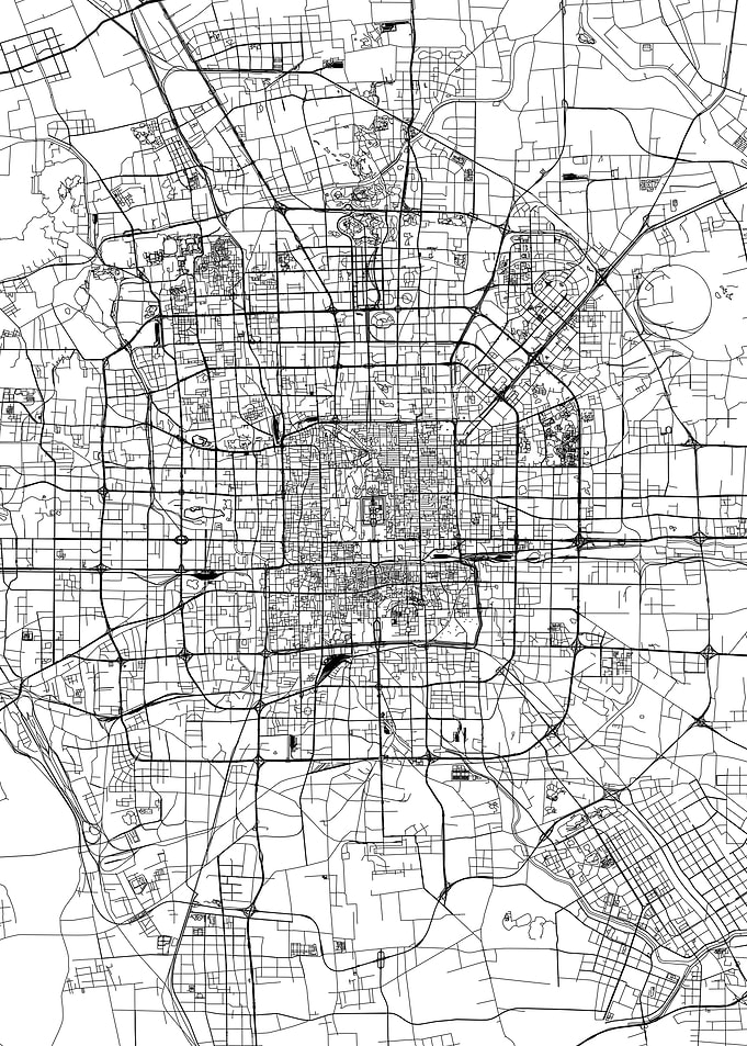 Beijing White Map