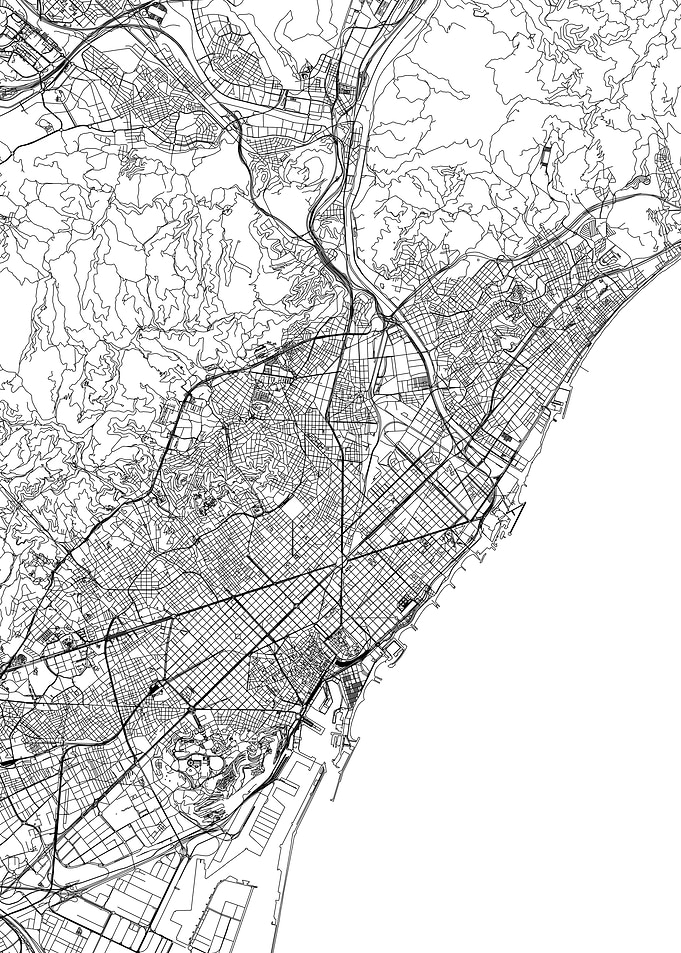 Barcelona White Map