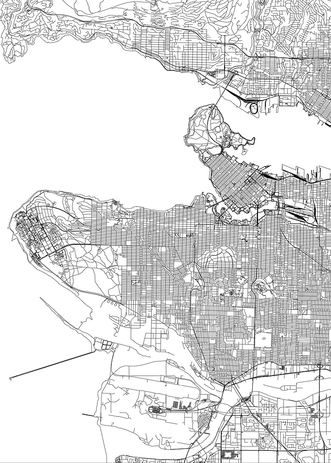 Vancouver White Map