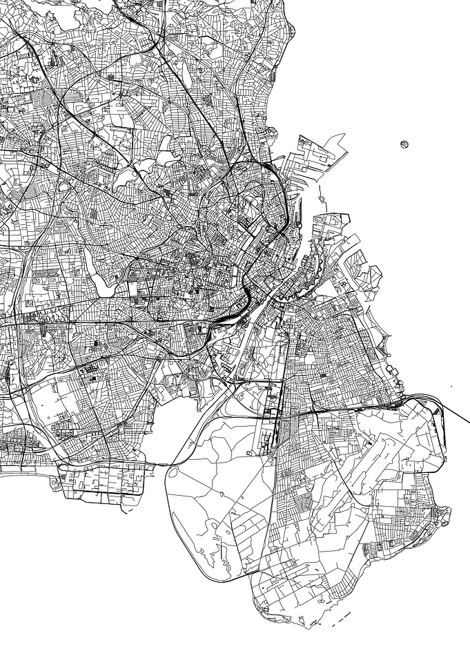 Copenhagen White Map
