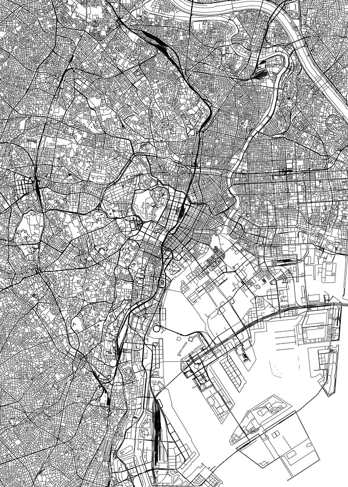 Tokyo White Map