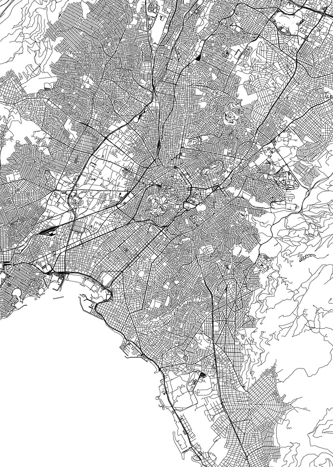 Athens White Map