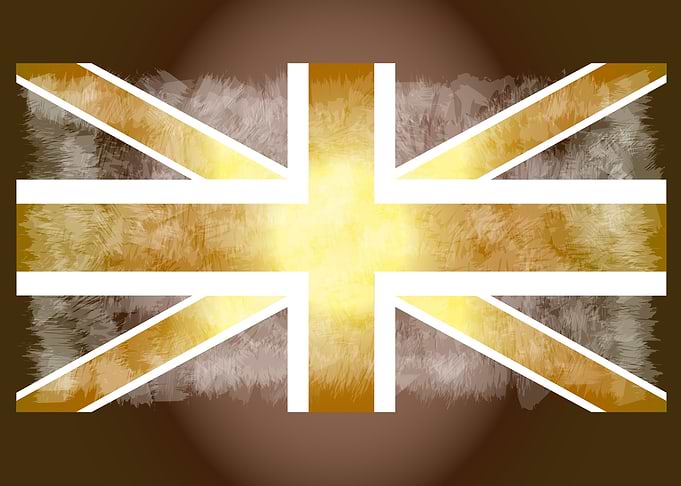 British flag grunge gold