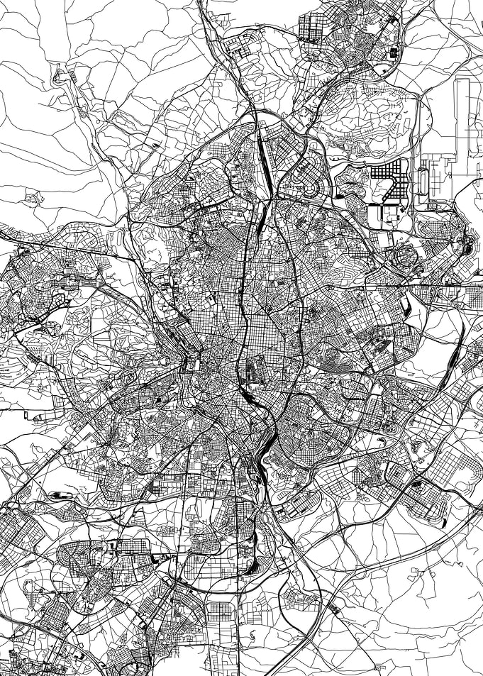 Madrid White Map