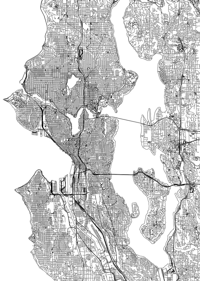 Seattle White Map