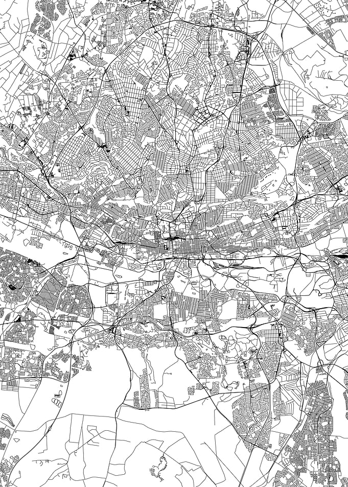 Johannesburg White Map