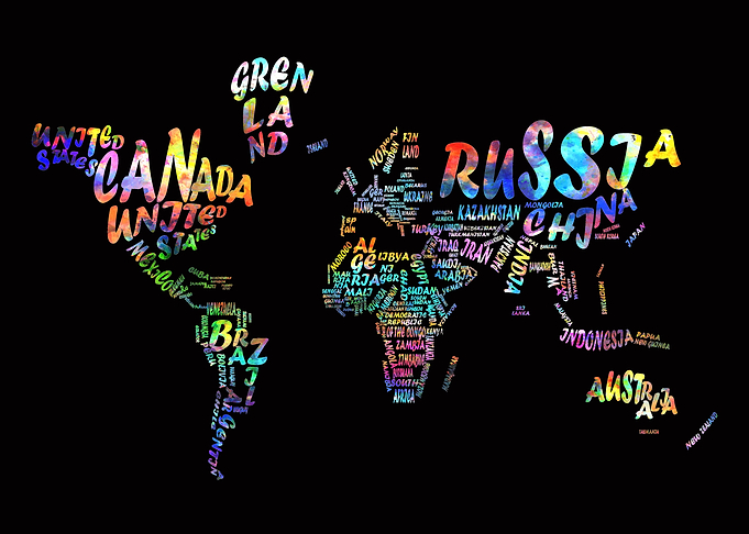 world map typography