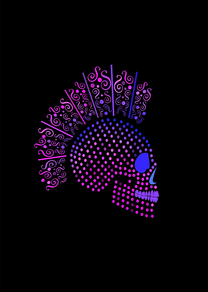 Punk skull icon neon color