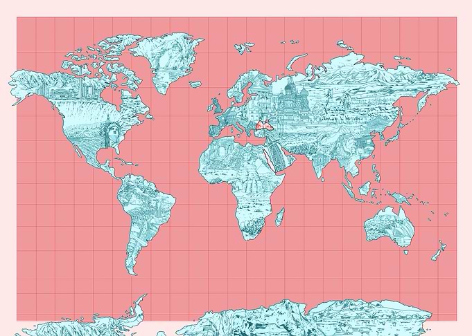 world map landmark