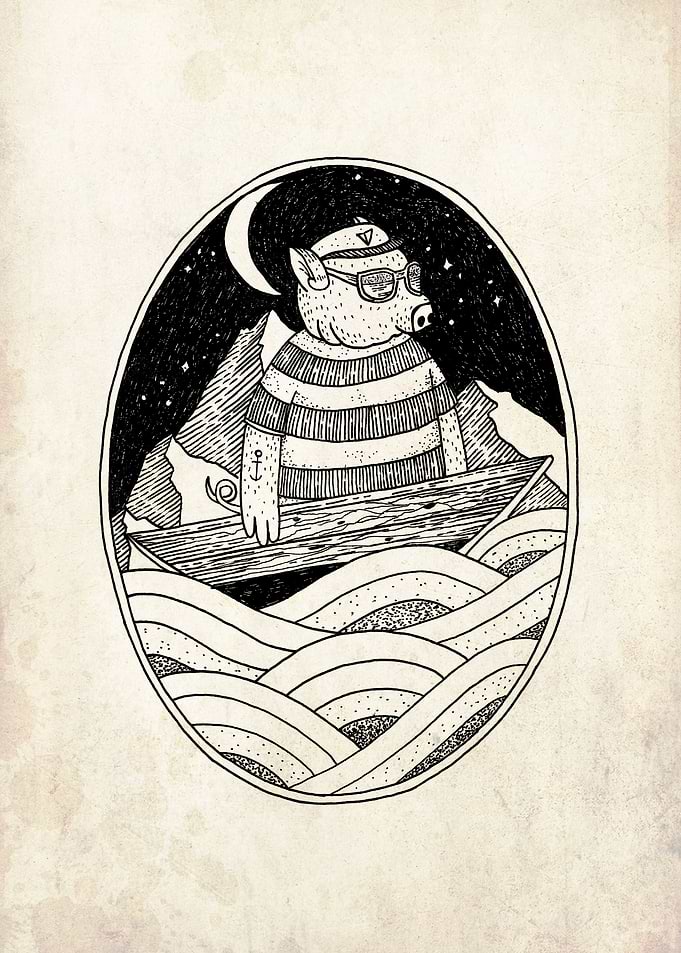 piggy animal sailor