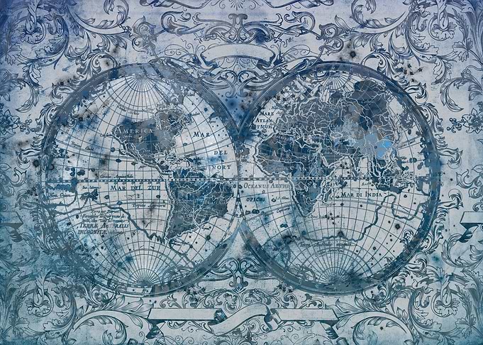 world map vintage grey