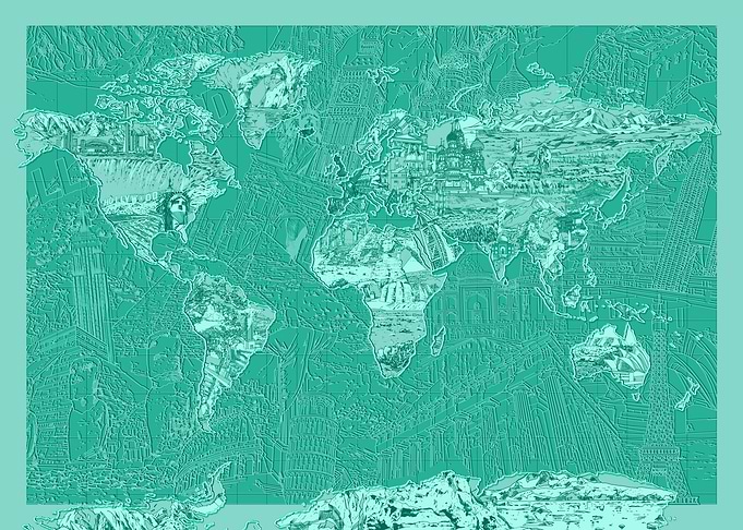 world map landmark green