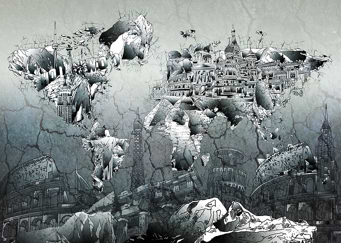 world map collage