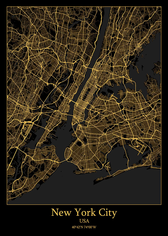 New York City map USA