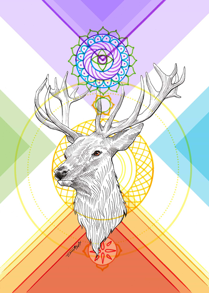 Colorful mandala deer