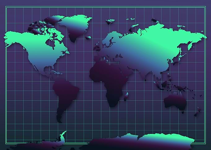 world map modern dark blue