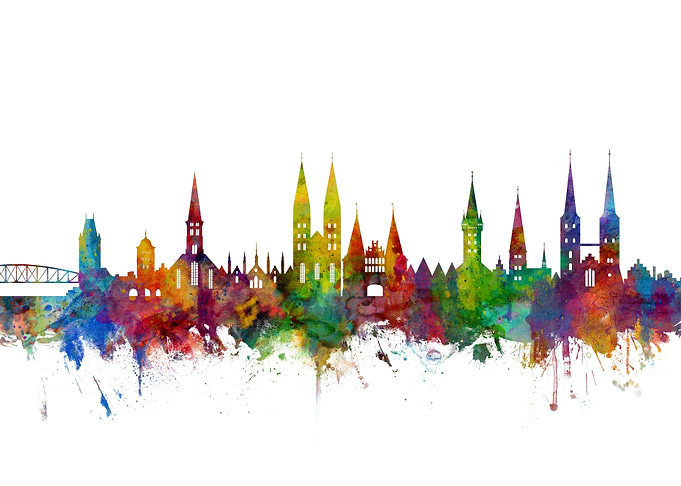 Lubeck Germany Skyline