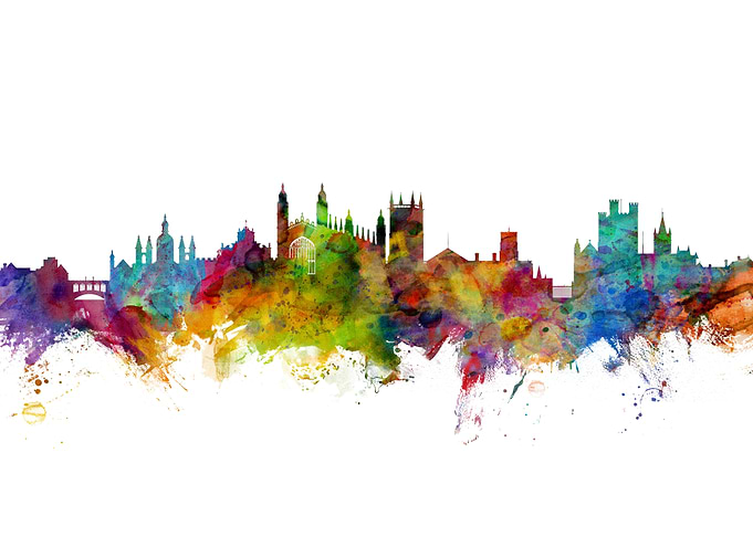 Cambridge England Skyline