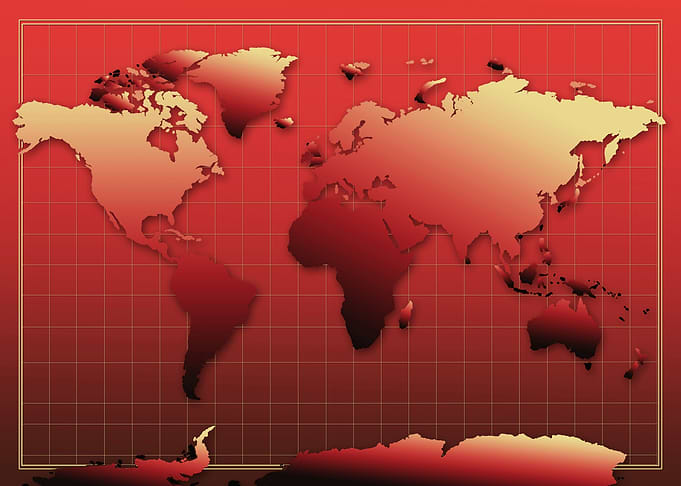 world map modern red