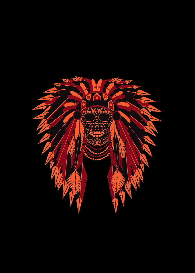 Neon rose indian skull