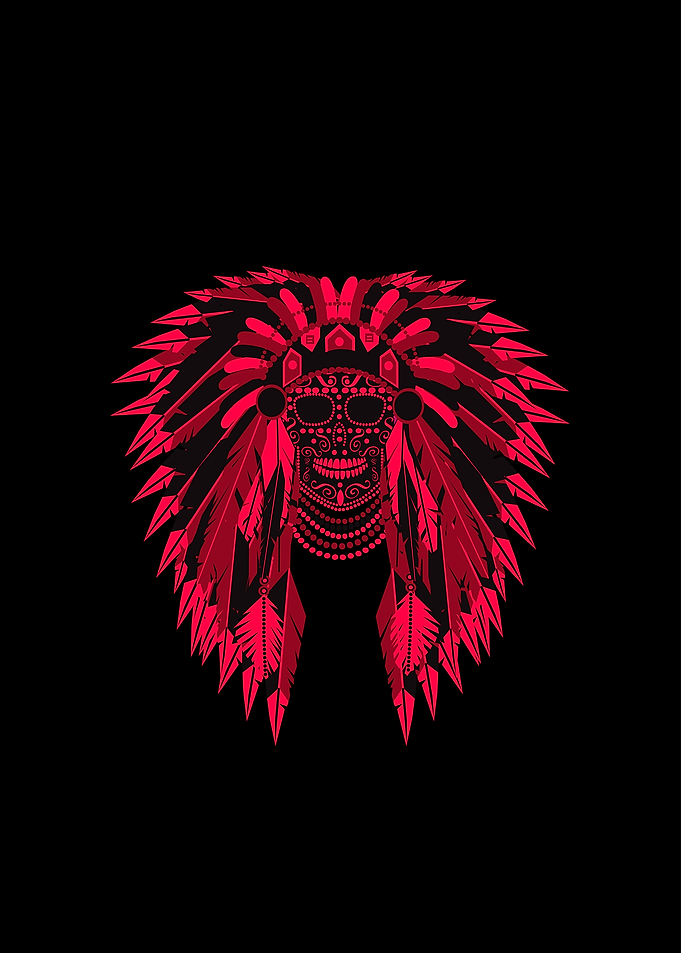 Neon indian pink skull